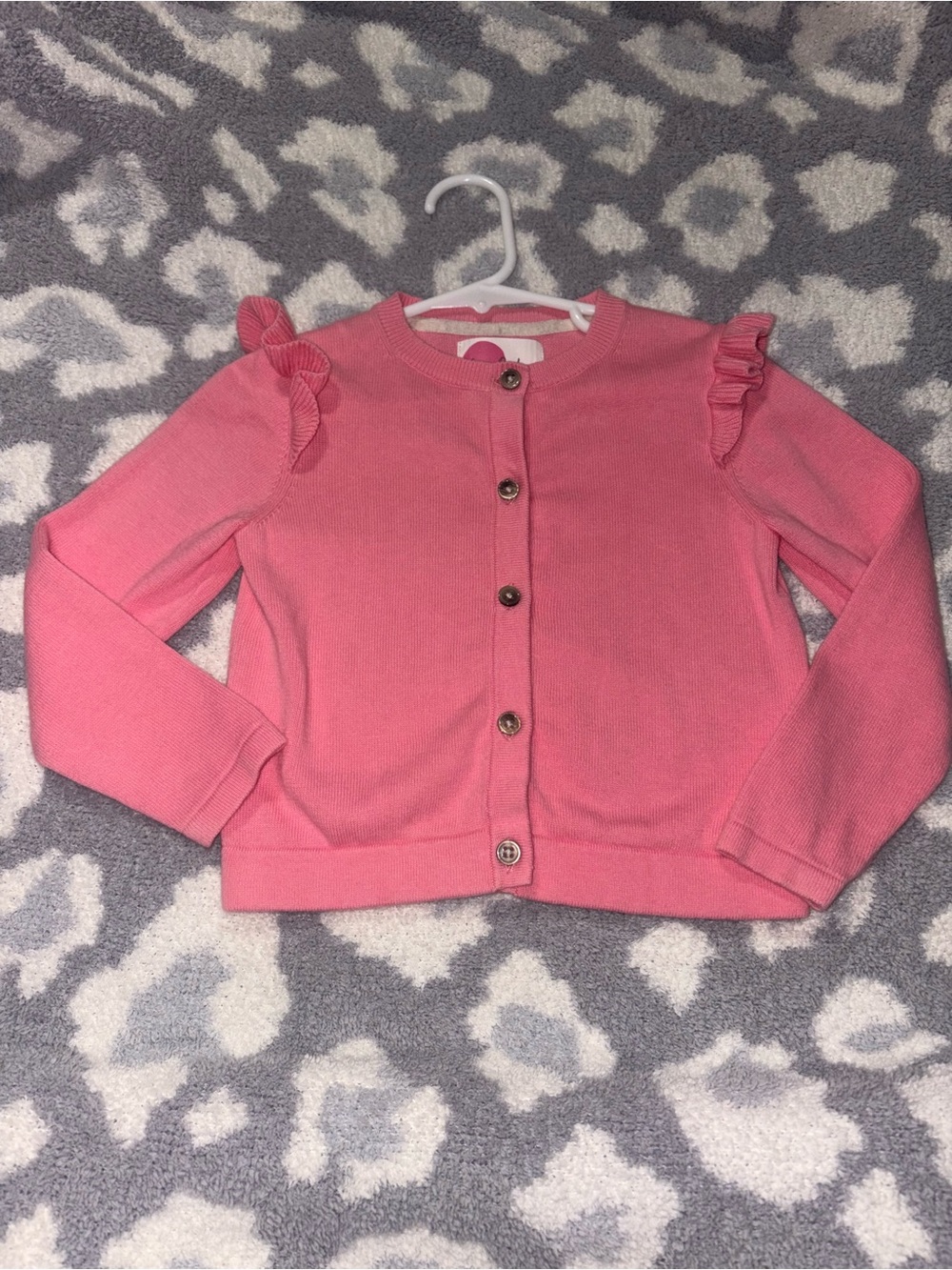Mini Boden Pink Ruffle Button Front Sweater Cardigan Toddler Girl 2-3Y